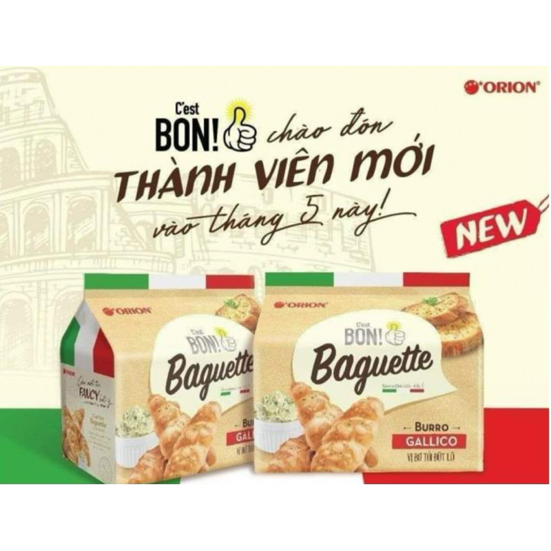 Bánh Mì Baguette Bon Orion Nướng Vị Bơ Tỏi Kiểu Ý - Cam Kết Date Mới 100%