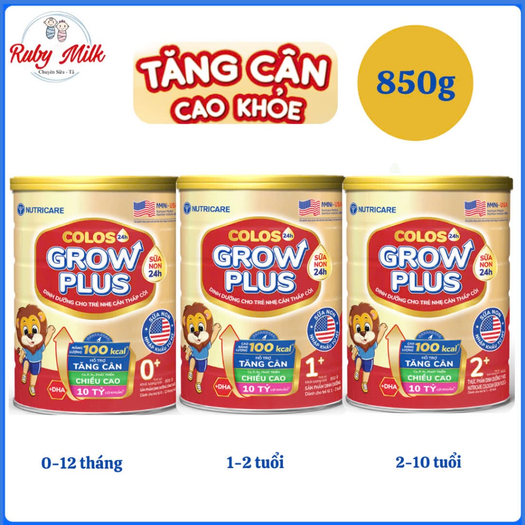 Sữa bột Nutricare Colos Grow Plus Lon 850g