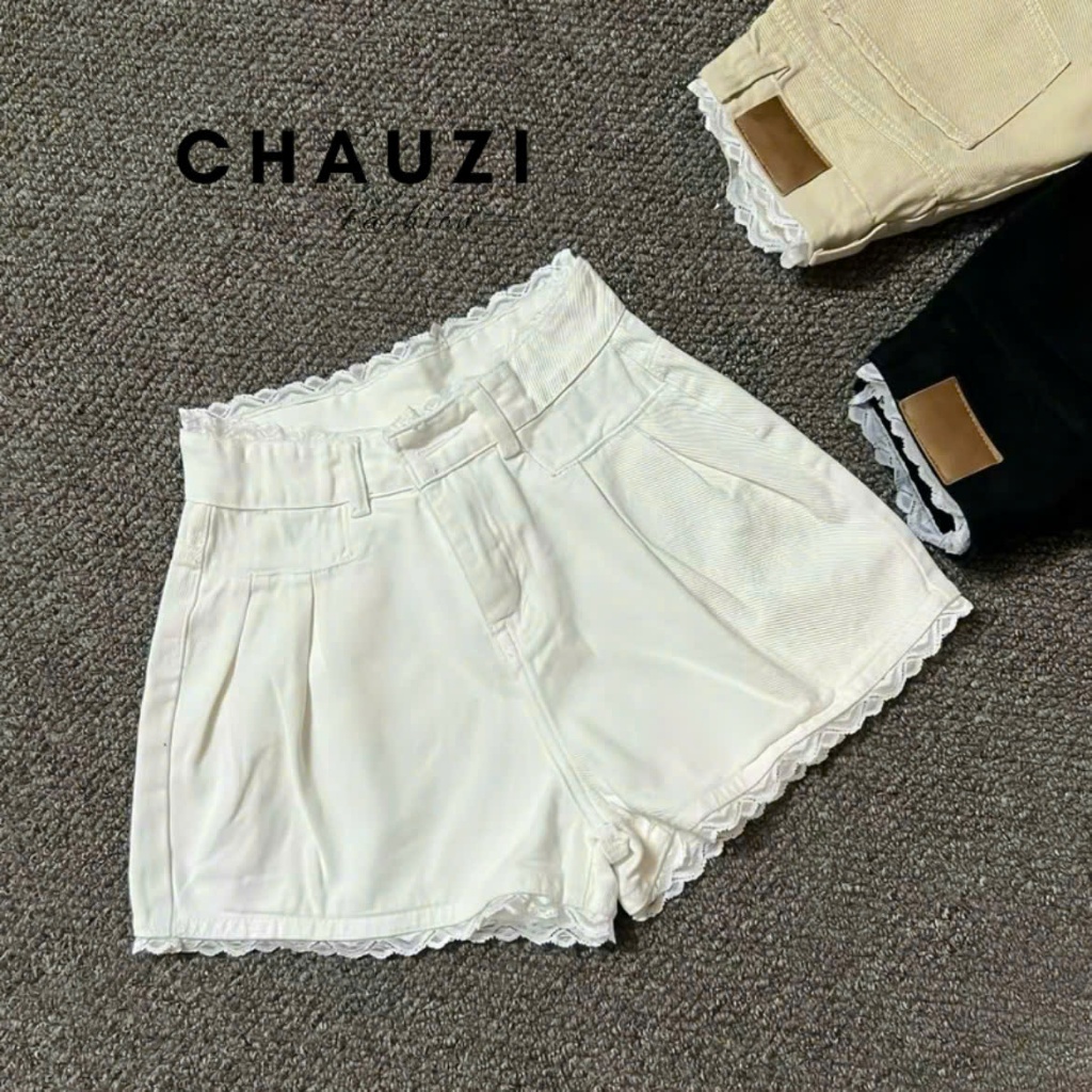[MỞ BÁN]QUẦN SHORT JEANS ĐÙI NỮ LƯNG CAO PHỐI REN LƯNG MÀU TRẮNG ĐEN KEM SIÊU CÁ TÍNH XỊN SÒ QS890