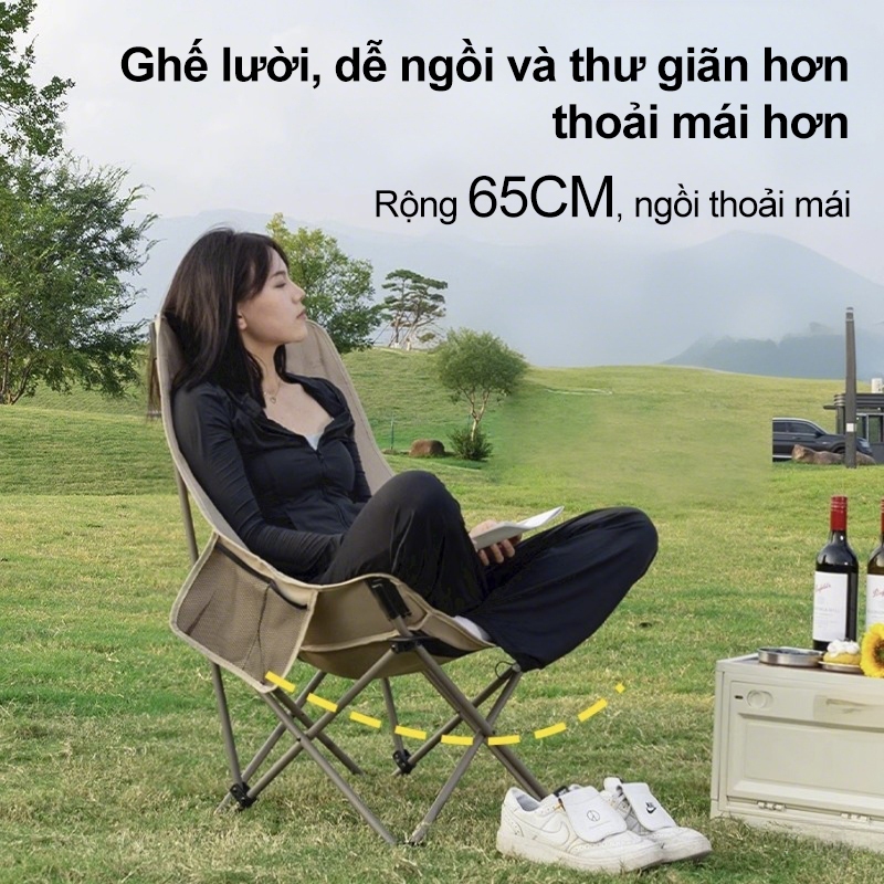 ghế camping, ghế gấp gọn tựa lưng cao, ghế dã ngoại, có thể gấp lại, di động, đi dã ngoại, có túi đựng, tải trọng 300KG | BigBuy360 - bigbuy360.vn