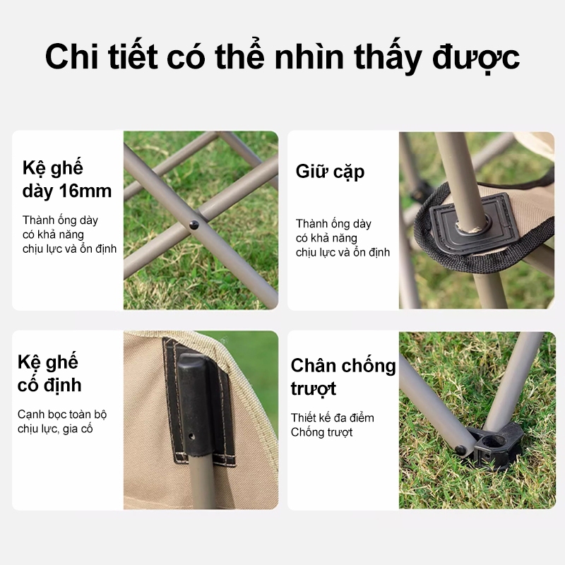 ghế camping, ghế gấp gọn tựa lưng cao, ghế dã ngoại, có thể gấp lại, di động, đi dã ngoại, có túi đựng, tải trọng 300KG | BigBuy360 - bigbuy360.vn