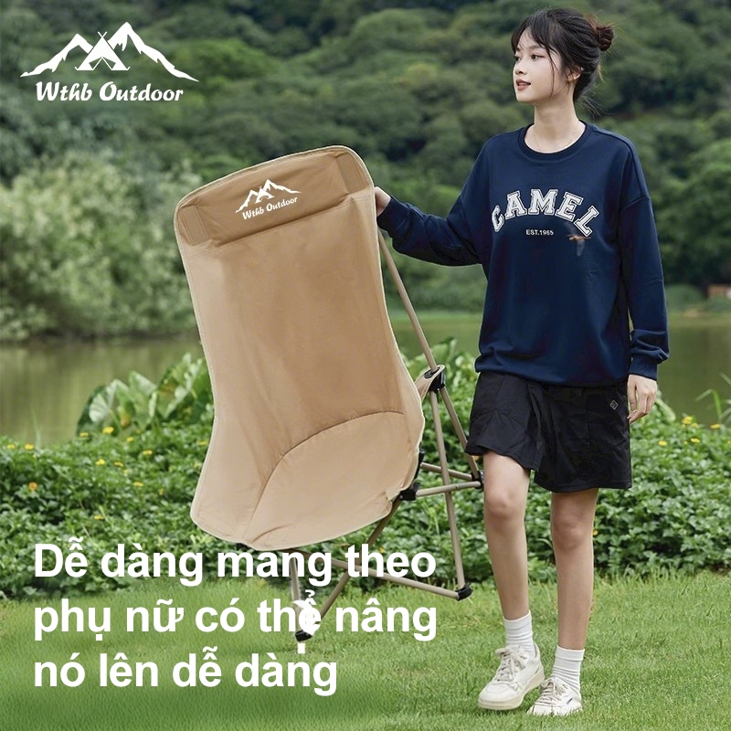 ghế camping, ghế gấp gọn tựa lưng cao, ghế dã ngoại, có thể gấp lại, di động, đi dã ngoại, có túi đựng, tải trọng 300KG | BigBuy360 - bigbuy360.vn