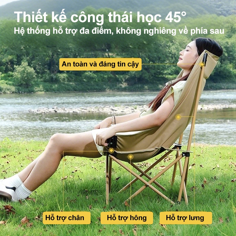 ghế camping, ghế gấp gọn tựa lưng cao, ghế dã ngoại, có thể gấp lại, di động, đi dã ngoại, có túi đựng, tải trọng 300KG | BigBuy360 - bigbuy360.vn