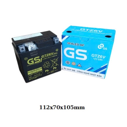 bình xe máy GS GTZ6V dùng cho xe PCX, Vision, Lead 125, Sh Mode, SH 125/150, Airblade 125, Grande