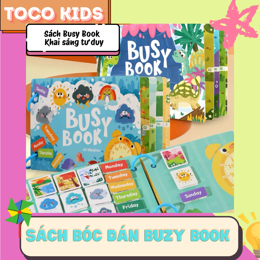 Học liệu bóc dán Busy Book Montessori 14 trang (10 Bối cảnh + 4 Chi tiết) học liệu cho bé