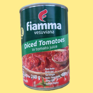 FIAMMA + Lon nhỏ XANH LÁ 400g + CÀ CHUA XẮT MIẾNG / Ý / VESUVIANA Diced Tomatoes In Tomato Juice (HALAL)