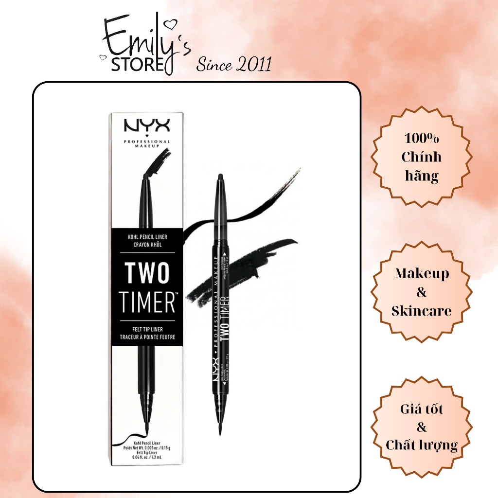 Kẻ mắt nước hai đầu NYX Two Timer (đầu bút sáp và đầu bút mực)