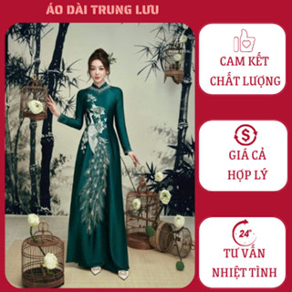 Áo dài cho Mẹ, Áo dài bà sui, áo dài trung niên, Thêu lắc tay và đính đá phale thủ công lấp lánh- Áo Dài Trung Lưu