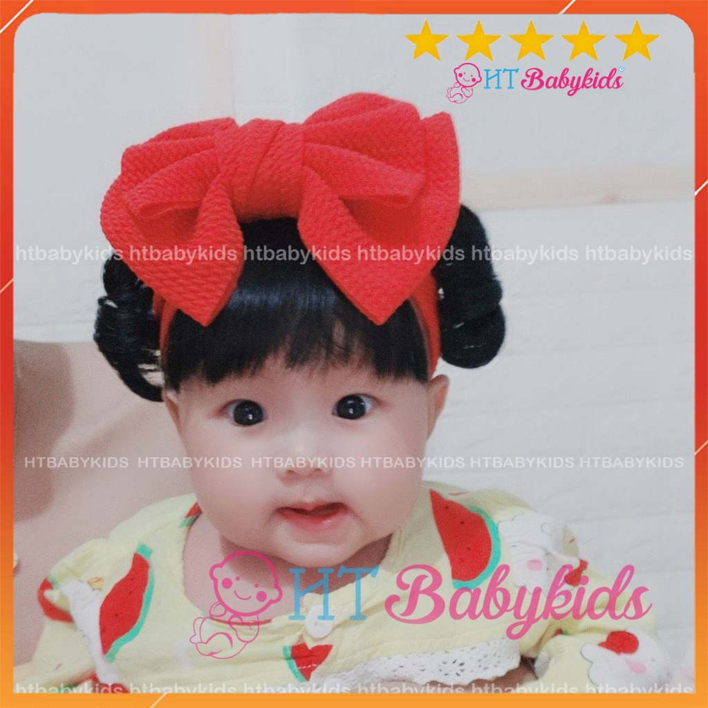 [ Free Ship ] Băng Đô Nơ Tóc Giả Cho Bé