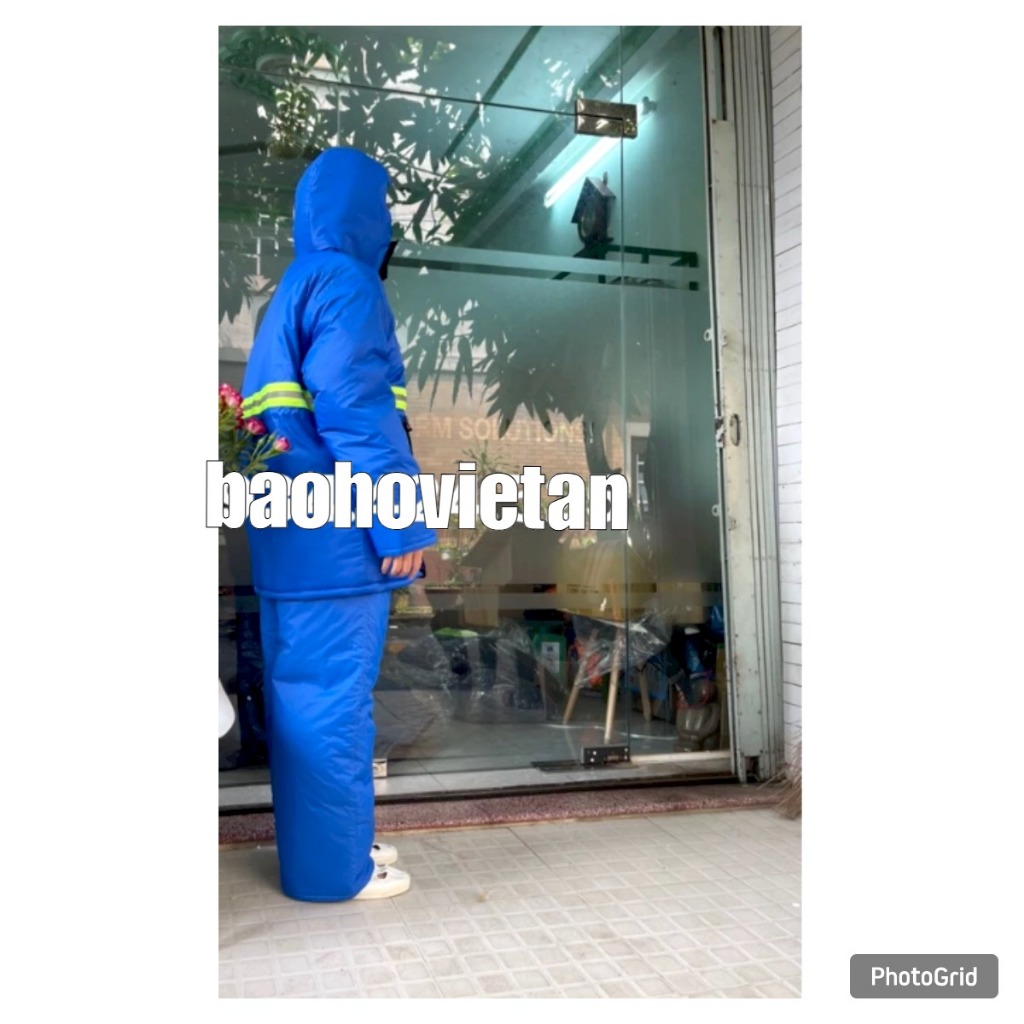 Quần áo kho lạnh màu xanh đen có phản quang giữ nhiệt dưới âm 25 độ