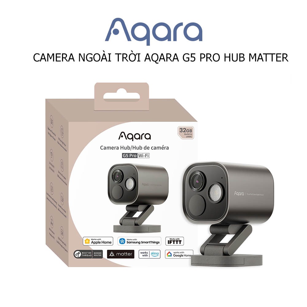 Camera ngoài trời Aqara Camera Hub G5 2K Pro Matter Chống nước, đèn Spotlight, bộ nhớ tích hợp