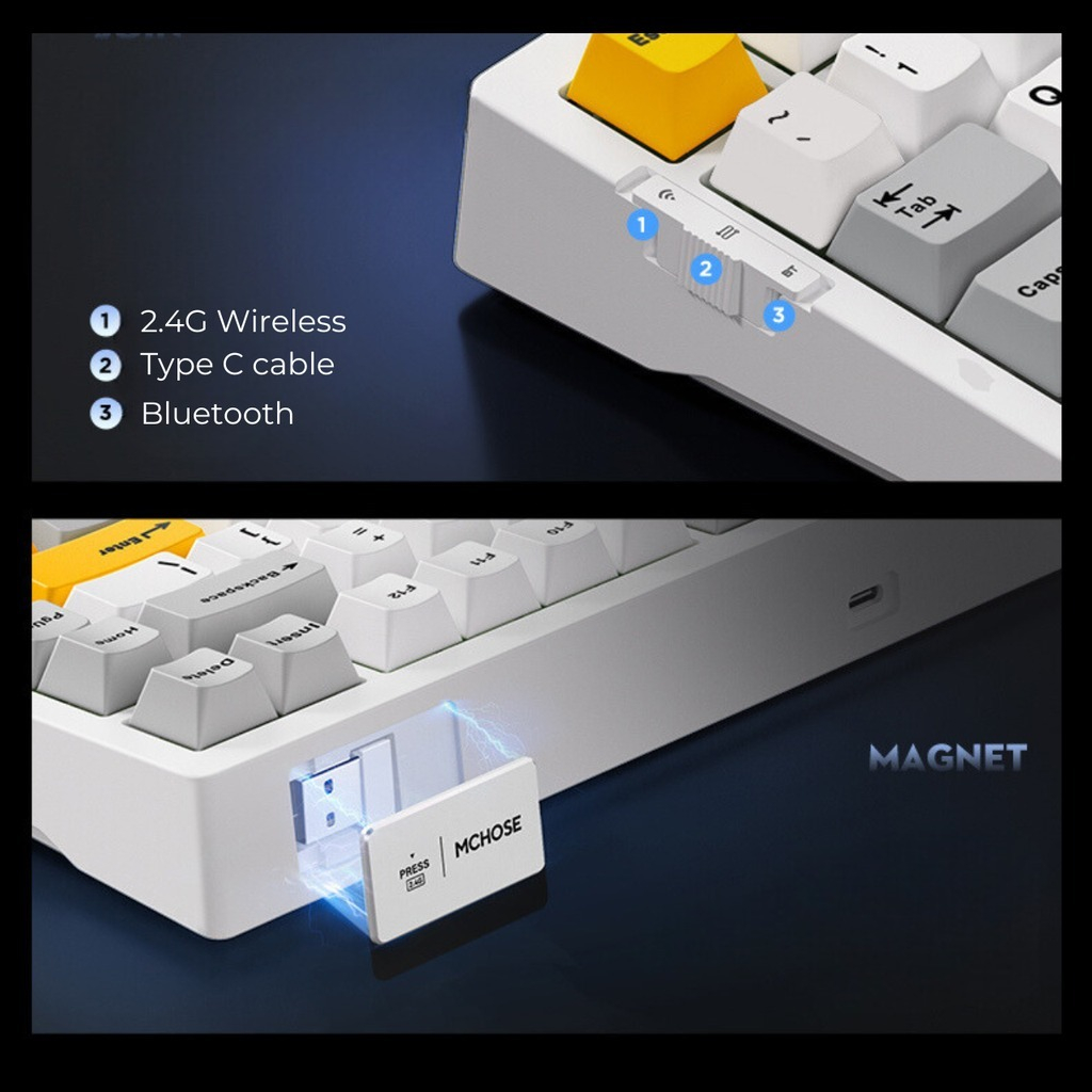 Bàn phím cơ không dây MCHOSE G75 Pro - 3 mode kết nối - Led RGB - Gasket Mount - Mạch xuôi - Hotswap 5 pin - Có appchỉnh | BigBuy360 - bigbuy360.vn