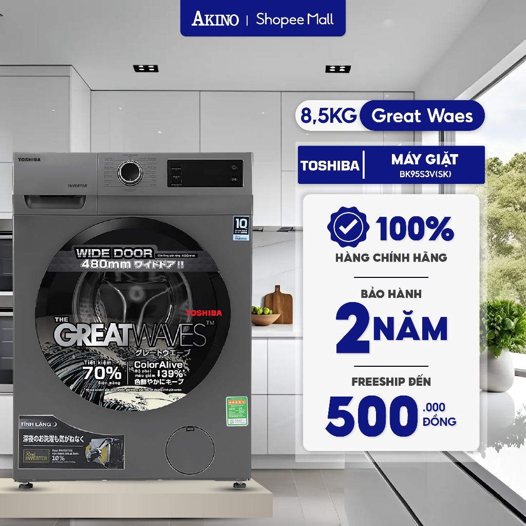 BK95S3V(SK) | Máy giặt Lồng Ngang Toshiba Inverter 8.5 kg