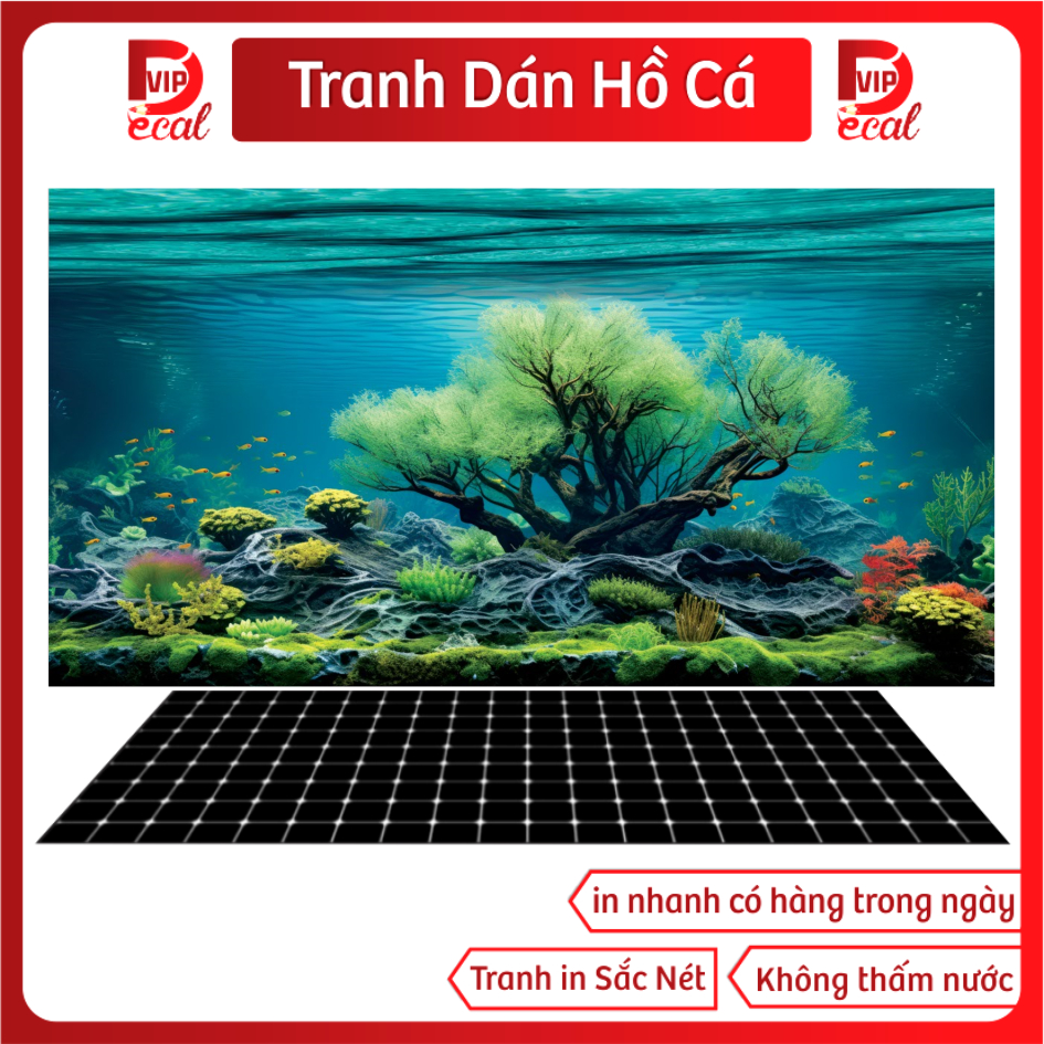 Tranh Decal dán Hồ Cá 3D Mẫu Mới ( Tranh Lưng )_TS 43