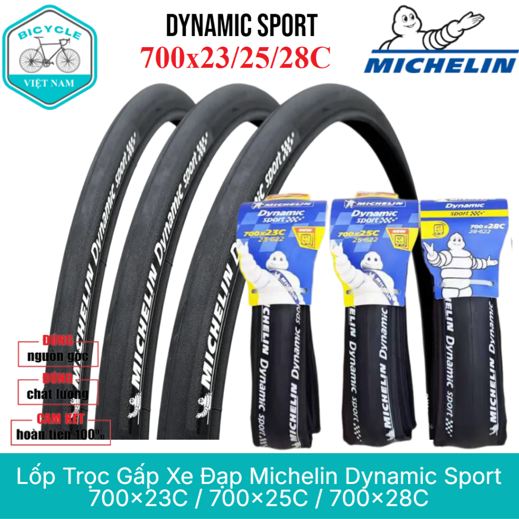 Vỏ Lốp Gấp Trọc Xe Đạp Road MICHELIN DYNAMIC SPORT 700x23C / 25C / 28C – Chính Hãng