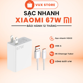 Bộ Sạc Nhanh Xiaomi 67W, Mi Charge Turbo max 67w Củ Cáp Sạc Nhanh Cho Xiaomi 14/13/12Pro Redmi Note K60,K50 BH 12 Tháng