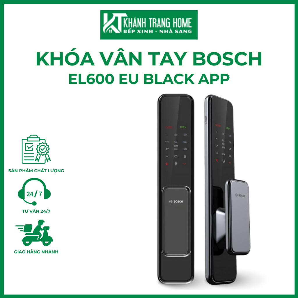 Khóa vân tay BOSCH EL600 EU BLACK APP thương hiệu Đức trang bị cảnh báo thông minh - Khánh Trang Hom