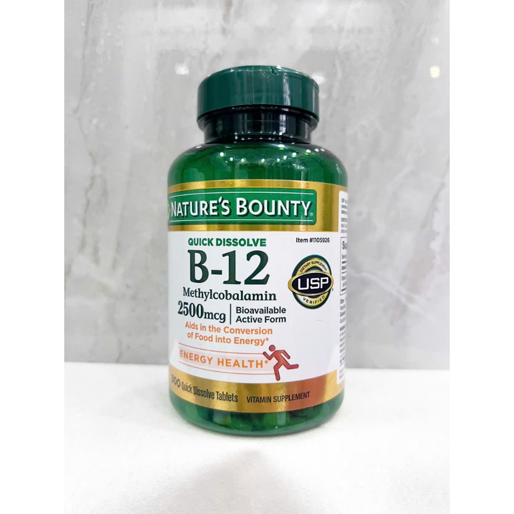 Date T1/2028_ Viên uống Vitamin B12 Nature’s Bounty 2500mcg 300 viên của Mỹ
