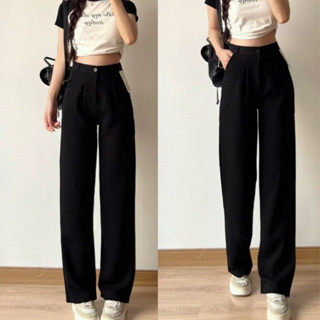 Quần ống rộng nữ Joolate khóa trước cạp cao chất tuyết mưa dài 100cm lên dáng chuẩn