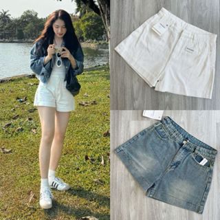 Quần sooc đùi jeans JOOLATE  chất jean bò mềm nữ to gấu lưng cao hack dáng basic 7451 P11K16