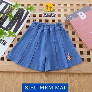 Quần short xếp ly bé gái mùa hè FAMBY quần đùi giả váy cotton giấy thoáng mát mềm mịn