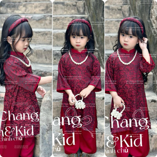  Áo Dài Bé Gái Áo Dài Đỏ Minh An Tết Chất Liệu Gấm Cao Cấp 