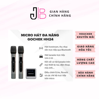 Micro cầm tay karaoke GoChek HH24 chính hãng, Kết nối đa thiết bị, Bắt giọng nhanh, Quay Video, Livestream Hát (JB PRO)