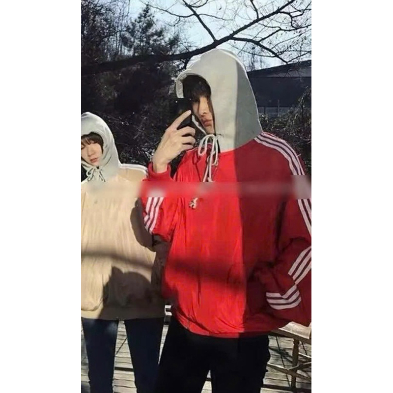 Áo Hoodie 3Lines nón xám unisex màu đỏ - Áo khoác nỉ chui đầu 3 sọc nón may 2 lớp dày dặn