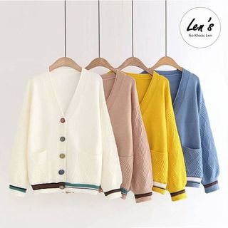 Áo khoác len cardigan nút màu len mịn