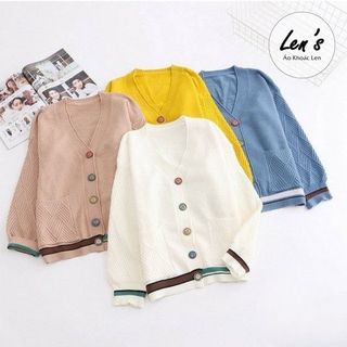 Áo khoác len cardigan nút màu len mịn