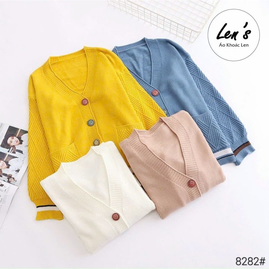 Áo khoác len cardigan nút màu len mịn
