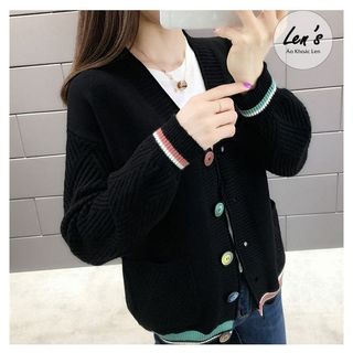 Áo khoác len cardigan nút màu len mịn