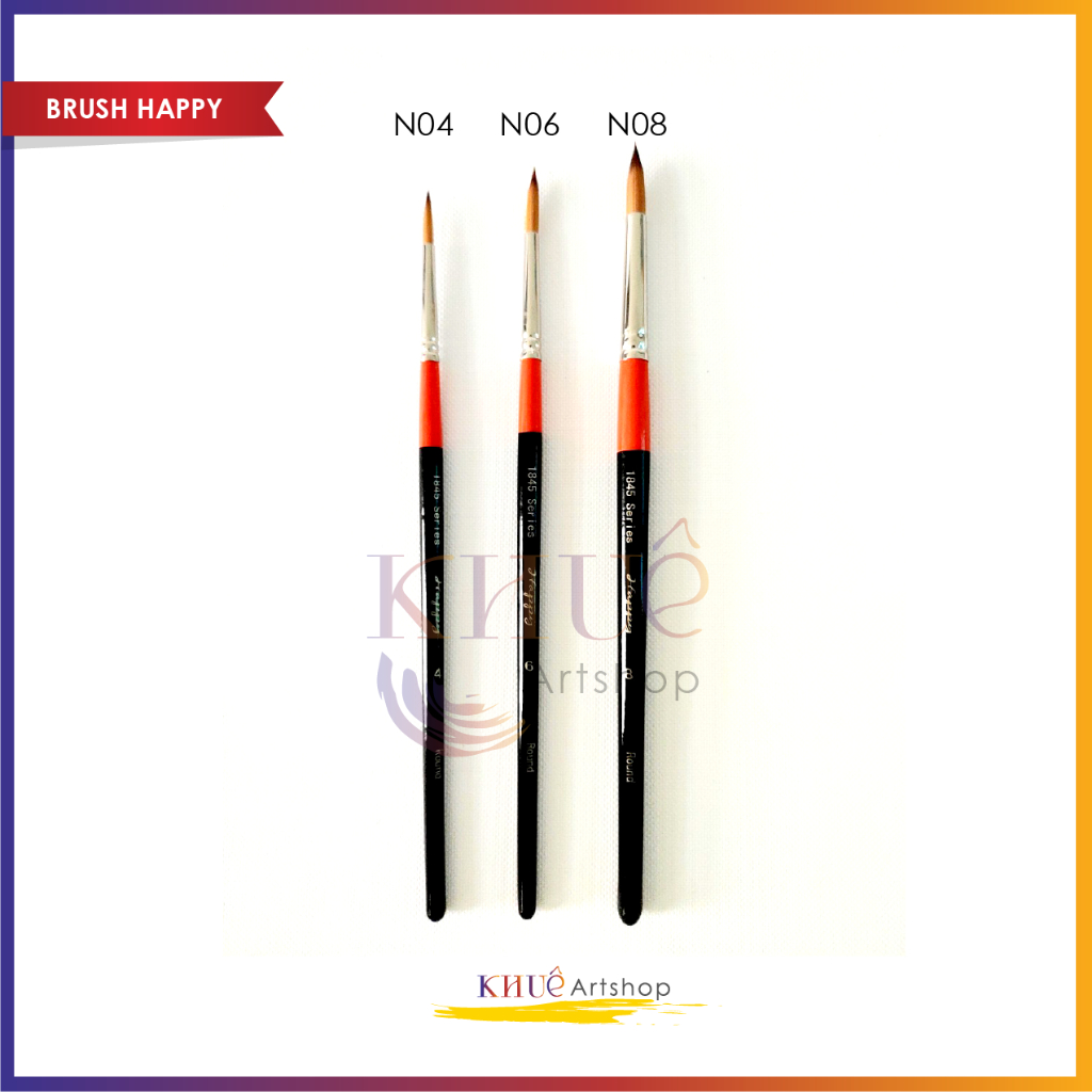 Cọ đầu tròn vẽ màu nước Happy/ No4, No6, No8