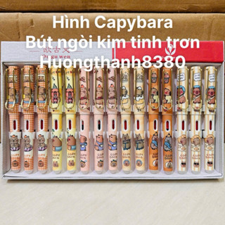 Hộp= 15 Bút Máy Bơm Mực Hình Baby three-Capybara-Labubu-Bút Máy Ngòi Kim Tinh Trơn- Có Tẩy