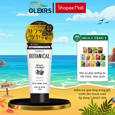 Kem Ủ Tóc Chiết Xuất Táo Đen Biorica Botanical Nhật Bản Giúp Tóc Mềm Mượt Và Bóng Mượt 180ml