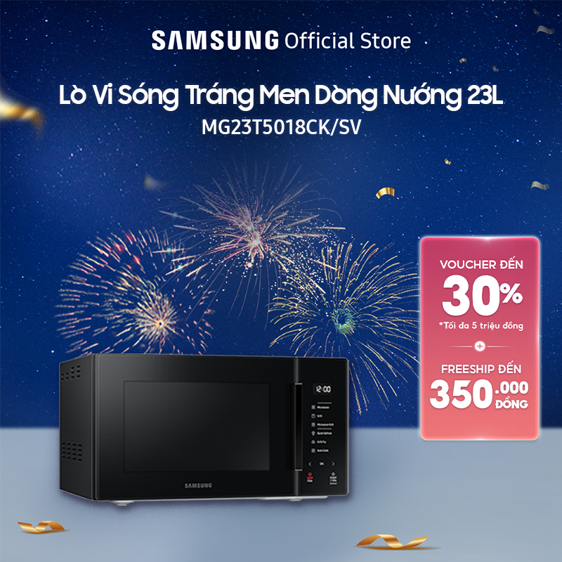 [NHẬP SSDA11 GIẢM THÊM 15%]Lò vi sóng Samsung tráng men BESPOKE Dòng nướng 23L - Đen (MG23T5018CK)