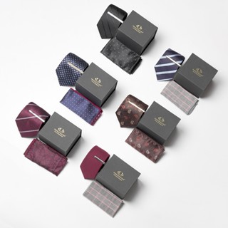 Bộ Quà Tặng 3 Món Cho Nam -  Cà Vạt Lụa Tổng Hợp, Kẹp Cà Vạt, Khăn Túi Áo Vest - Thomas Nguyen