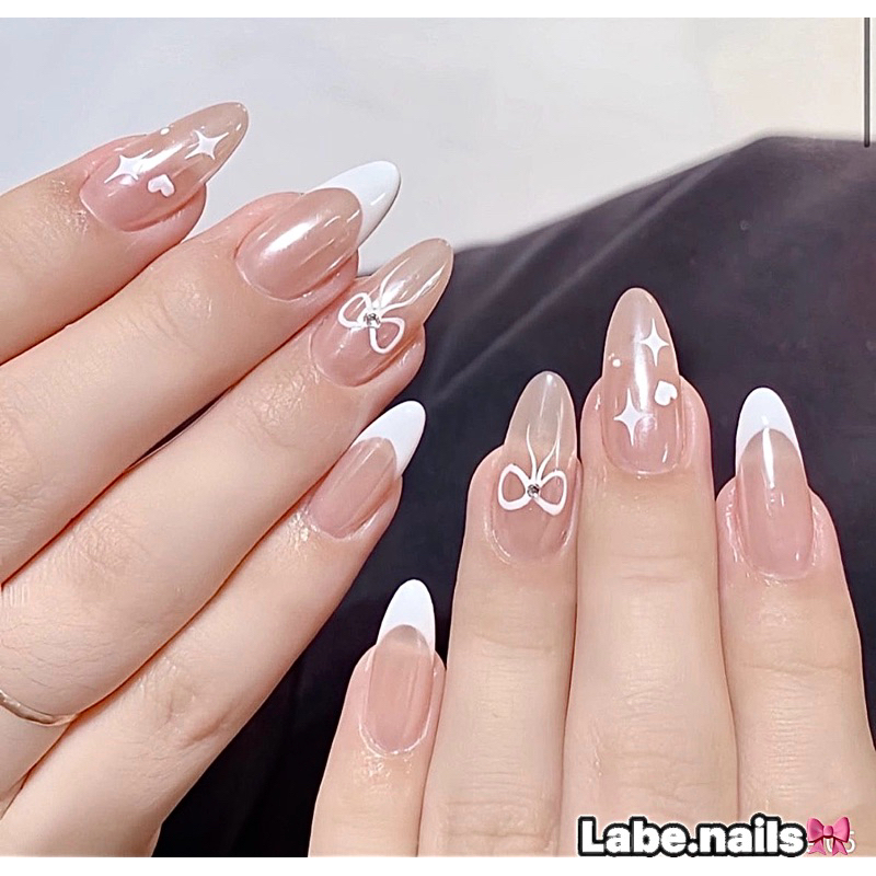 Nail Box Thiết Kế Tiểu Thư Hồng Trắng Nơ N42 Labe.nail