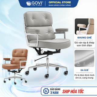 Ghế da giám đốc chất lượng cao Govi Eva E06 Khung ghế chắc chắn, bảo hành 3 năm