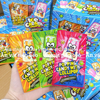Combo Kẹo Mút Trái Cây Que Kem Mix Kẹo Nổ 2in1 Popping Candy (Gói 10g), đồ ăn vặt