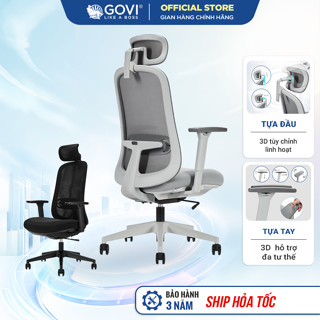 Ghế công thái học Govi Felix 6232A Đệm mút dày dặn 10cm, tựa tay 3D tùy chỉnh, bảo hành 3 năm