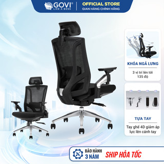 Ghế công thái học GOVI PL05 Tựa tay, tựa đầu tuỳ chỉnh linh hoạt, bảo hành 36 tháng