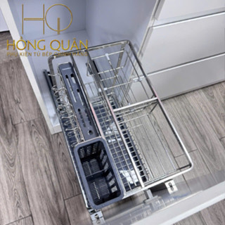 Giá để dao thớt gia vị đa năng có ray âm giảm chấn và khay hứng nước. Mã EP20 EP25 EP30 inox 304 nan dẹt EUROGOLD