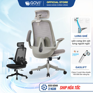 Ghế Xoay Văn Phòng Govi V02A Bảo Hành Chính Hãng 24 Tháng, Tay Ghế Gấp Gọn