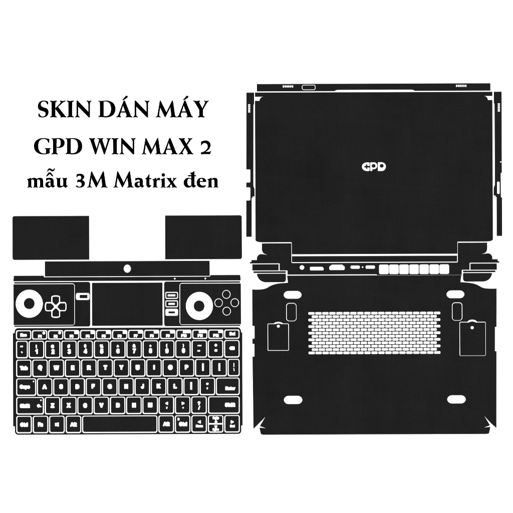Skin dán GPD Win Max 2 mẫu 3M Matrix Black | Winmax 2 Ver1, 2, 2023, 2024 | Film 3M vân nổi