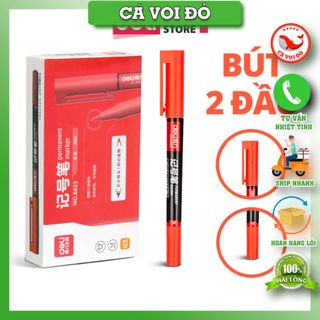  Bút lông dầu dạ kính viết đĩa CD hai đầu đánh dấu không xóa được Deli mực xanh đen đỏ cao cấp tiện dụng U104 