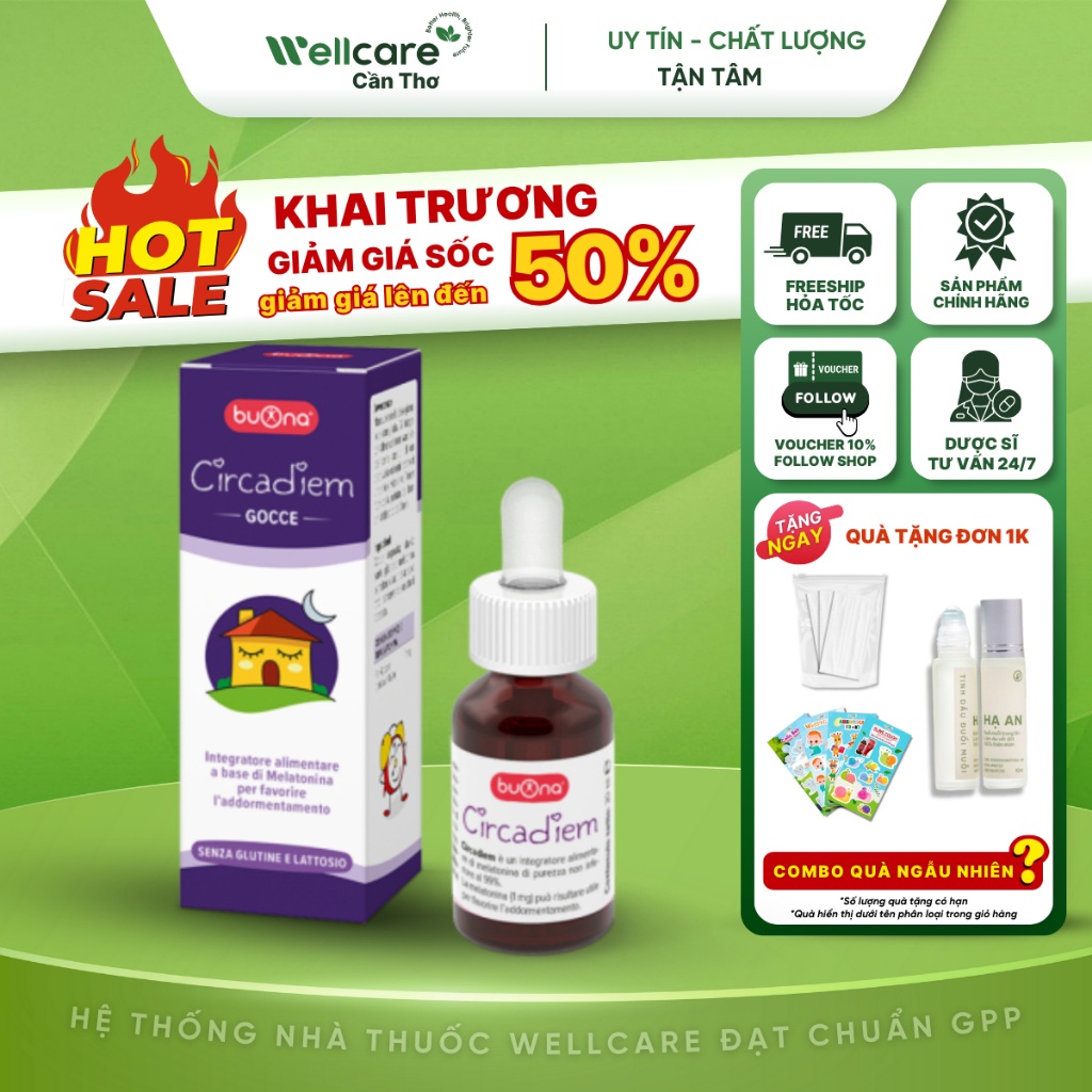 [⭐BUONA] CIRCADIEM Melatonin - Lọ 20ml Giúp Bé Ngủ Ngon Giấc, Hết Quấy Khóc Đêm, Giật Mình