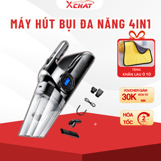 Máy Hút Bụi Ô Tô, Máy Bơm Lốp Ô Tô Đa Năng 4 Trong 1 XCHAT, Hút Bụi,Bơm Lốp, Đo Áp Suất Lốp, Đèn Pin - Bảo Hành 12 Tháng