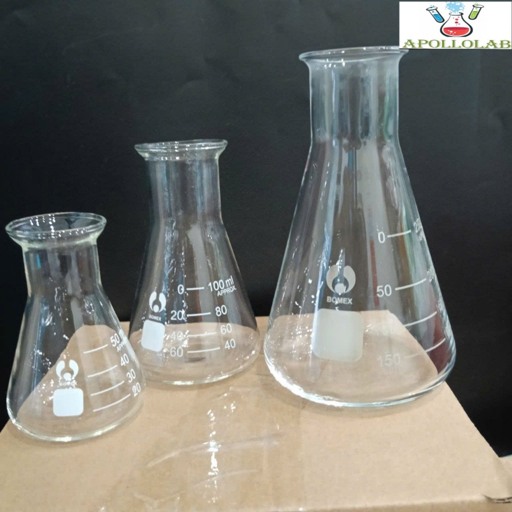(Bomex) Bình tam giác thủy tinh chịu nhiệt 50ml đến 1000ml thí nghiệm