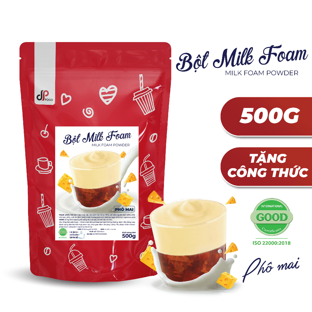 Bột Milk Foam Phô Mai DPFOOD 500G - Thơm Béo Đậm Đà - Làm Trà Sữa, Cà Phê, Sốt Chấm Bánh Que